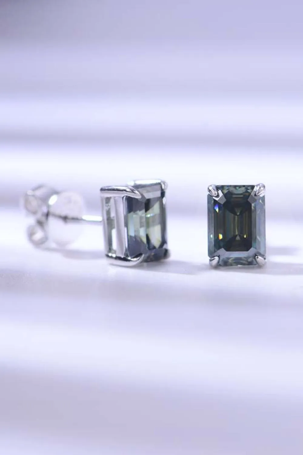 2 Ct Moissanite Stud Earrings in Green