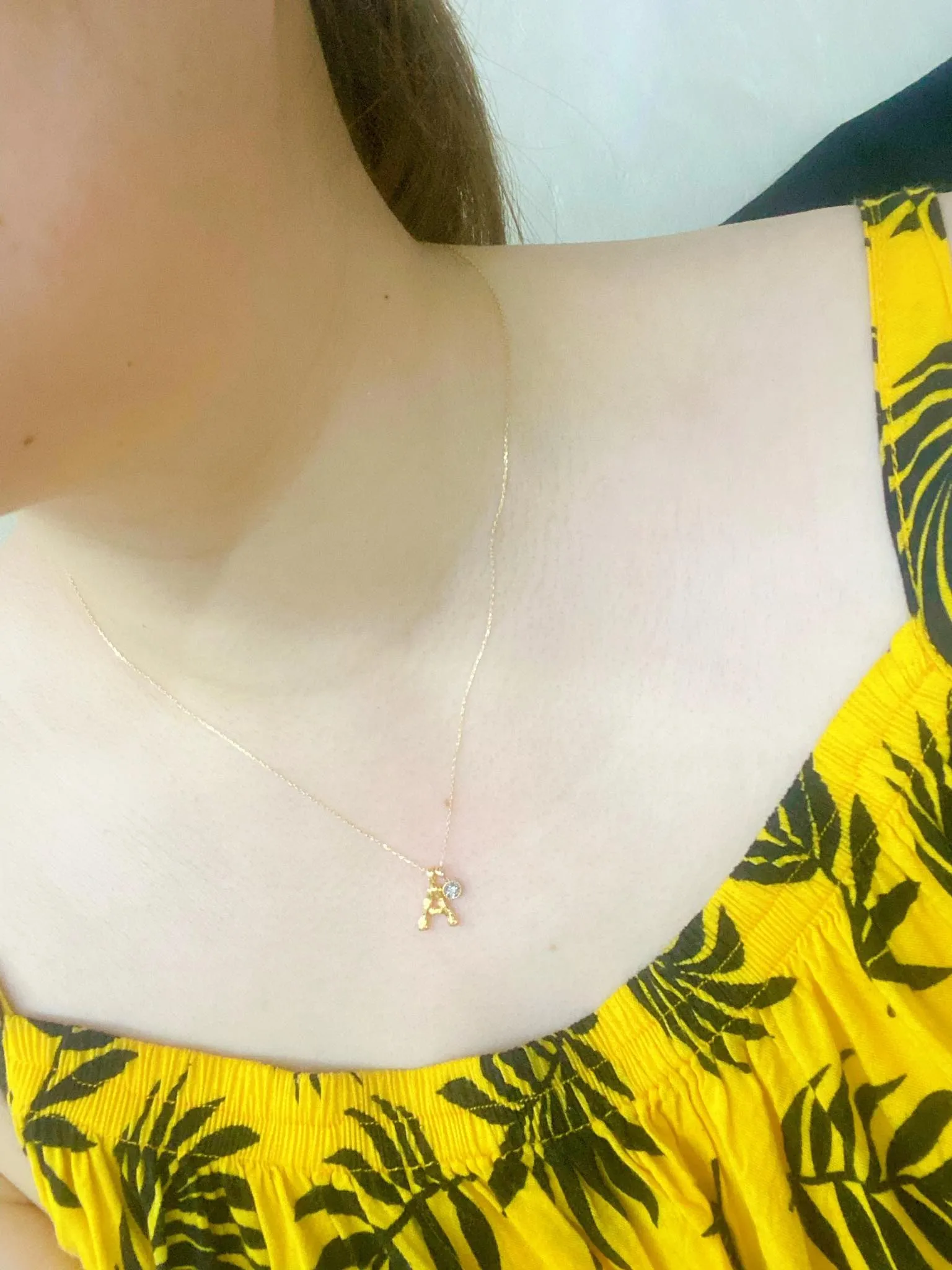 A-Z Bamboo Letter Pendant 18K Gold