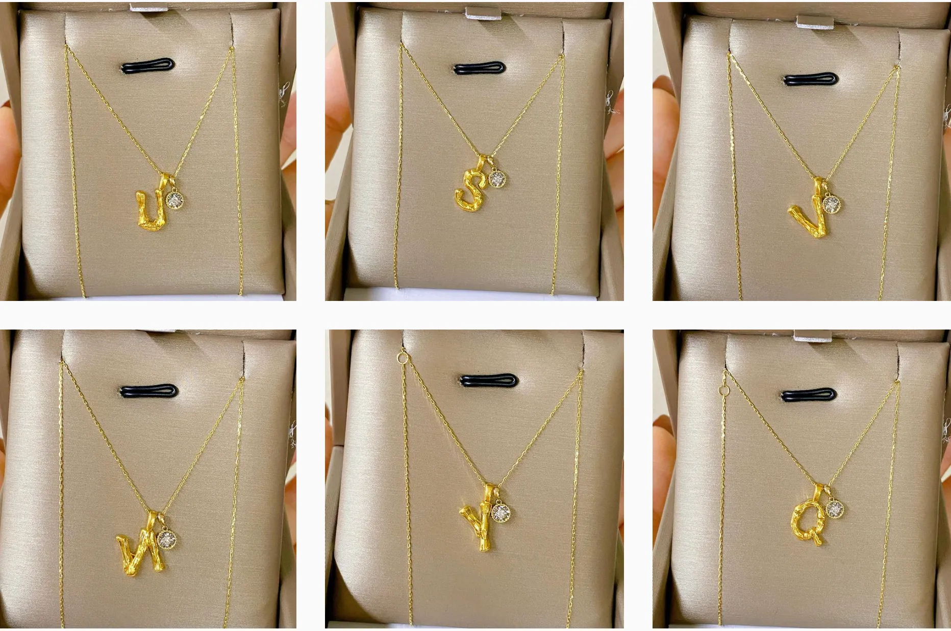 A-Z Bamboo Letter Pendant 18K Gold