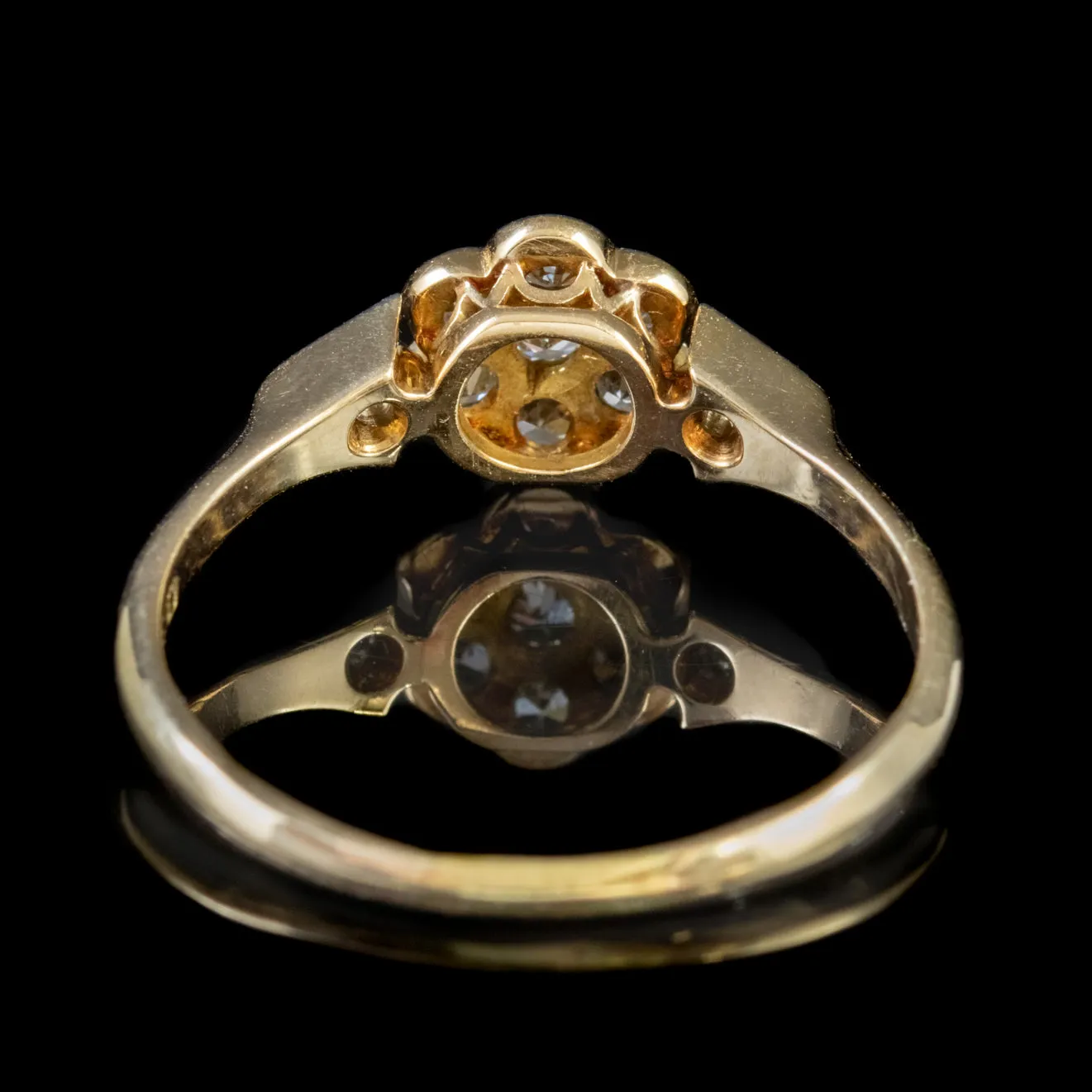 Antique Old Cut Diamond Flower Cluster Ring 18Ct Gold Circa 1918