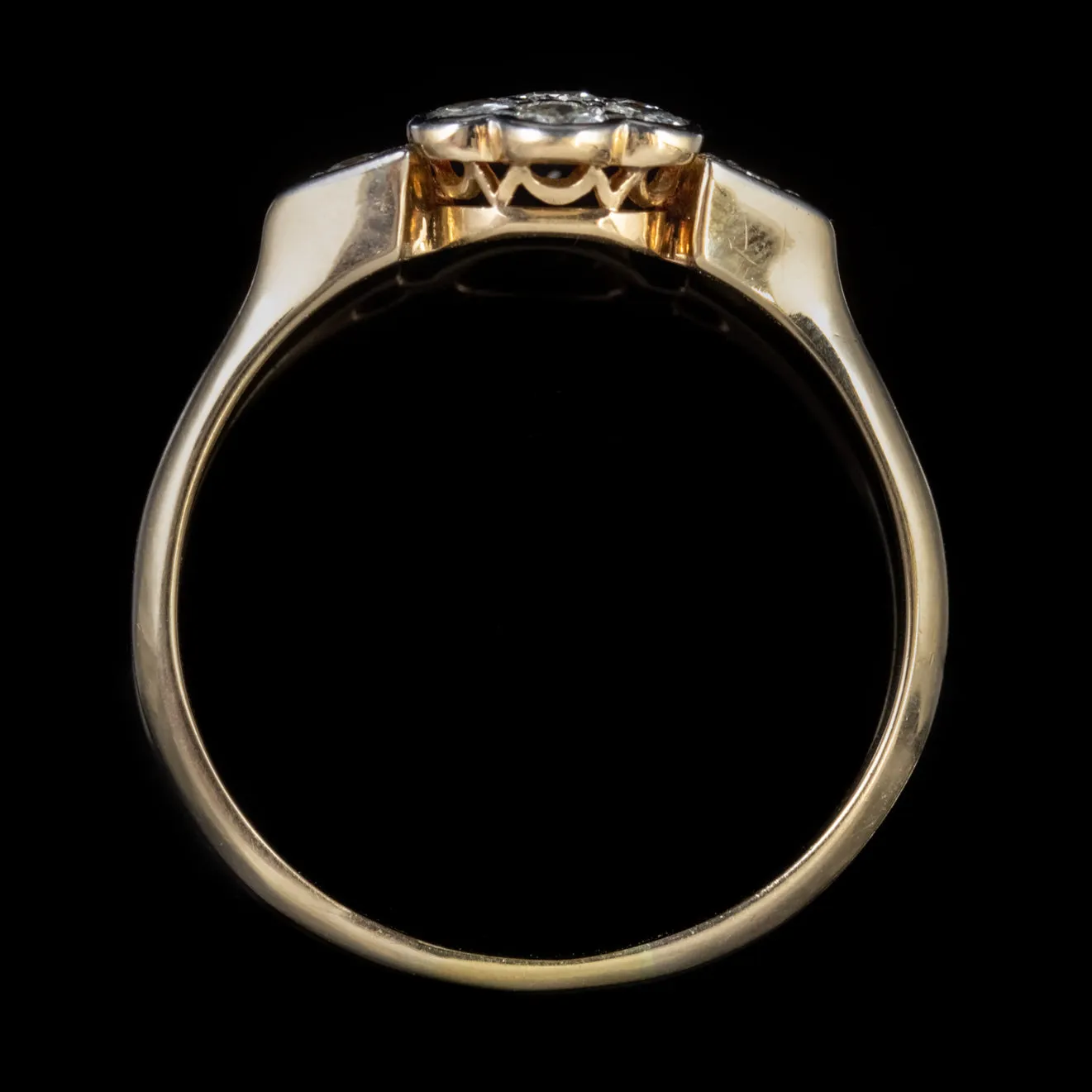 Antique Old Cut Diamond Flower Cluster Ring 18Ct Gold Circa 1918