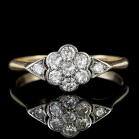 Antique Old Cut Diamond Flower Cluster Ring 18Ct Gold Circa 1918