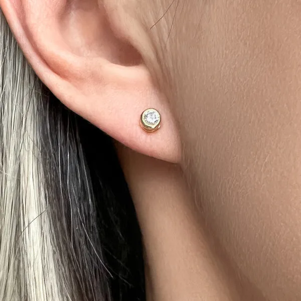 Bezel Set Diamond Stud Earrings, 0.30ctw.