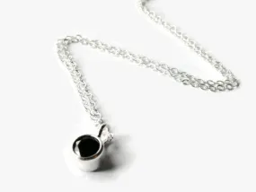 Black CZ solitaire necklace • Layering Necklace Sterling silver