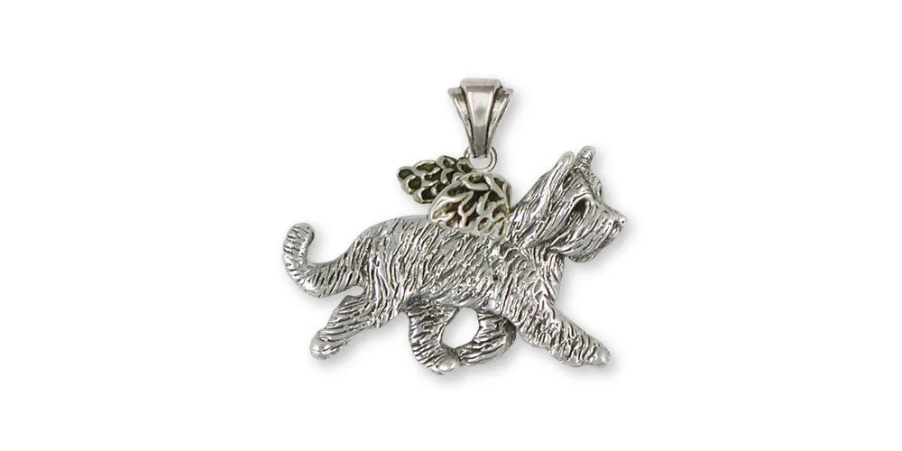 Briard Angel Pendant Jewelry Sterling Silver Handmade Dog Pendant BRD2-AP