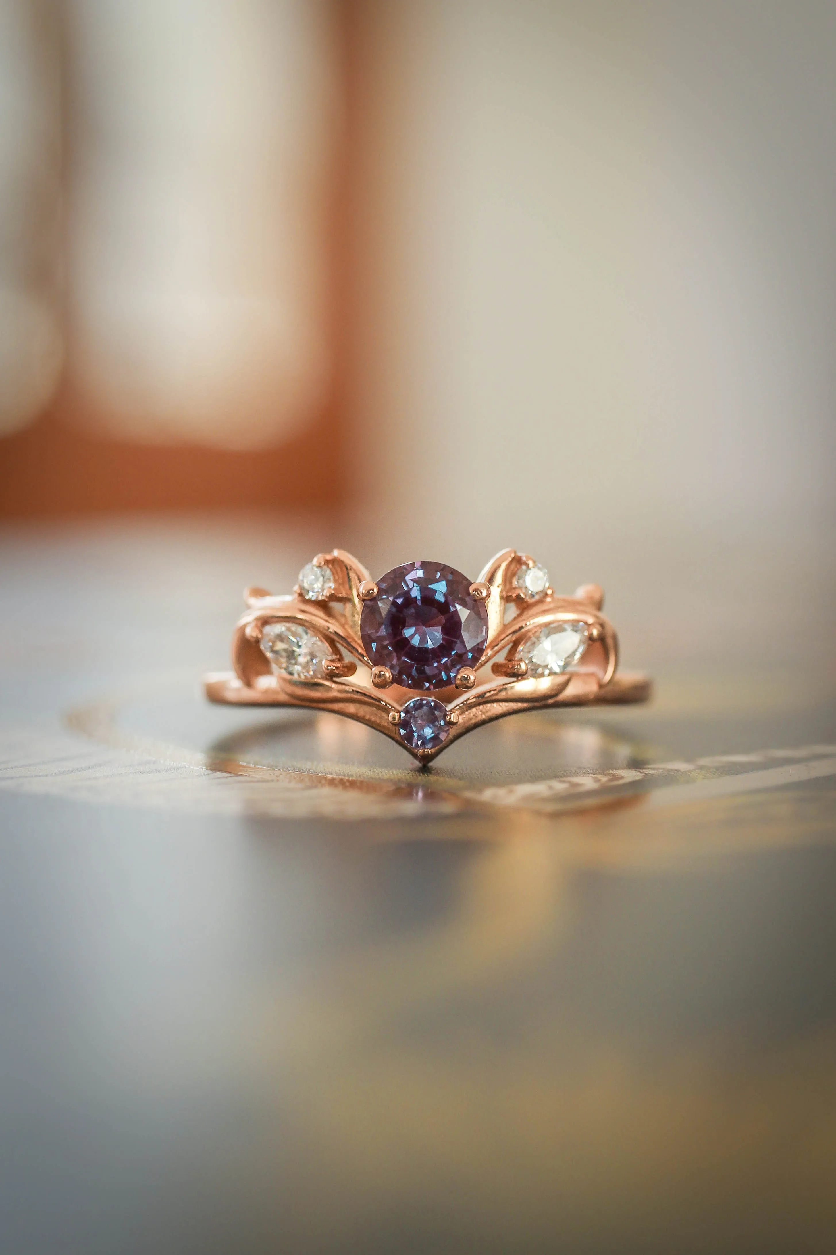 Bridal ring set with alexandrite / Swanlake