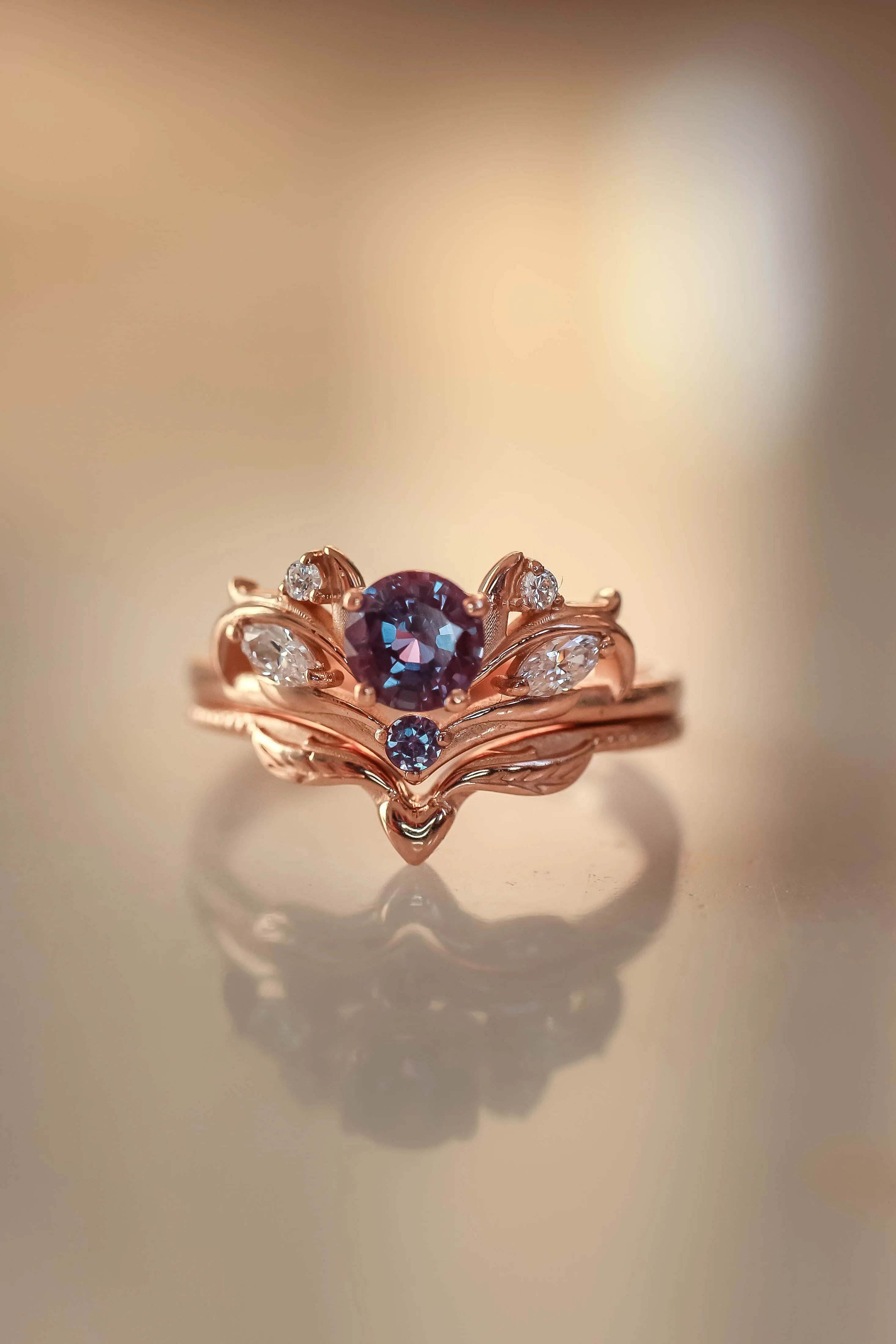 Bridal ring set with alexandrite / Swanlake