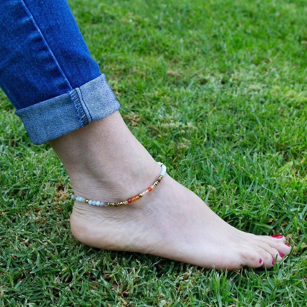 Carnelian and Amazonite Anklet
