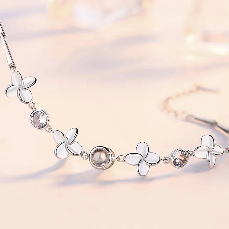 Custom Photo Lucky Four Leaf Clover Felicity Bracelet with Picture Inside