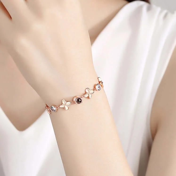Custom Photo Lucky Four Leaf Clover Felicity Bracelet with Picture Inside