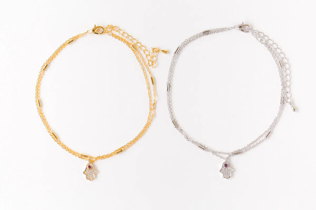 CZ Pendant Anklet-E