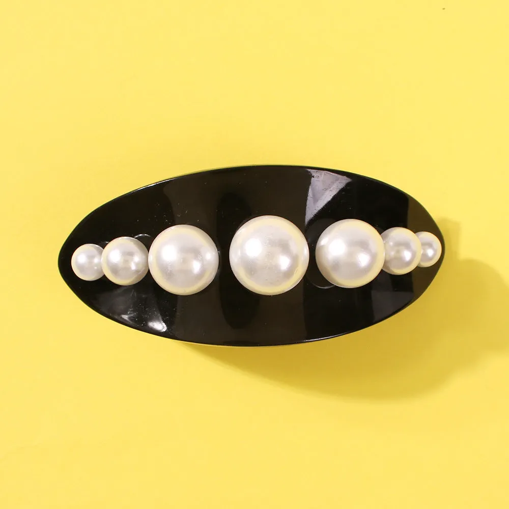 Elegant Imitation Pearl Black Hairpin Hair Clip