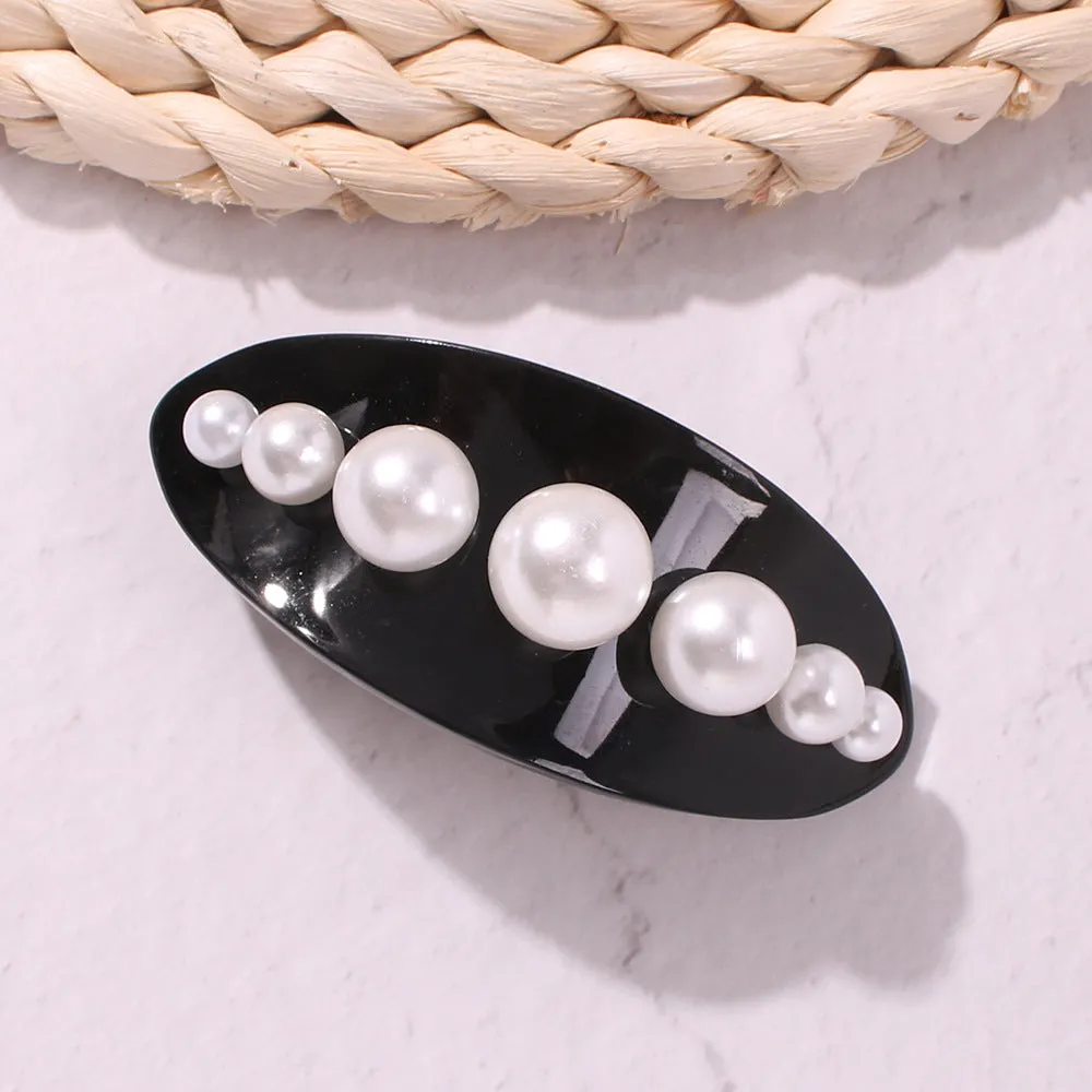 Elegant Imitation Pearl Black Hairpin Hair Clip