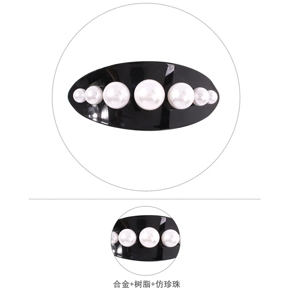 Elegant Imitation Pearl Black Hairpin Hair Clip