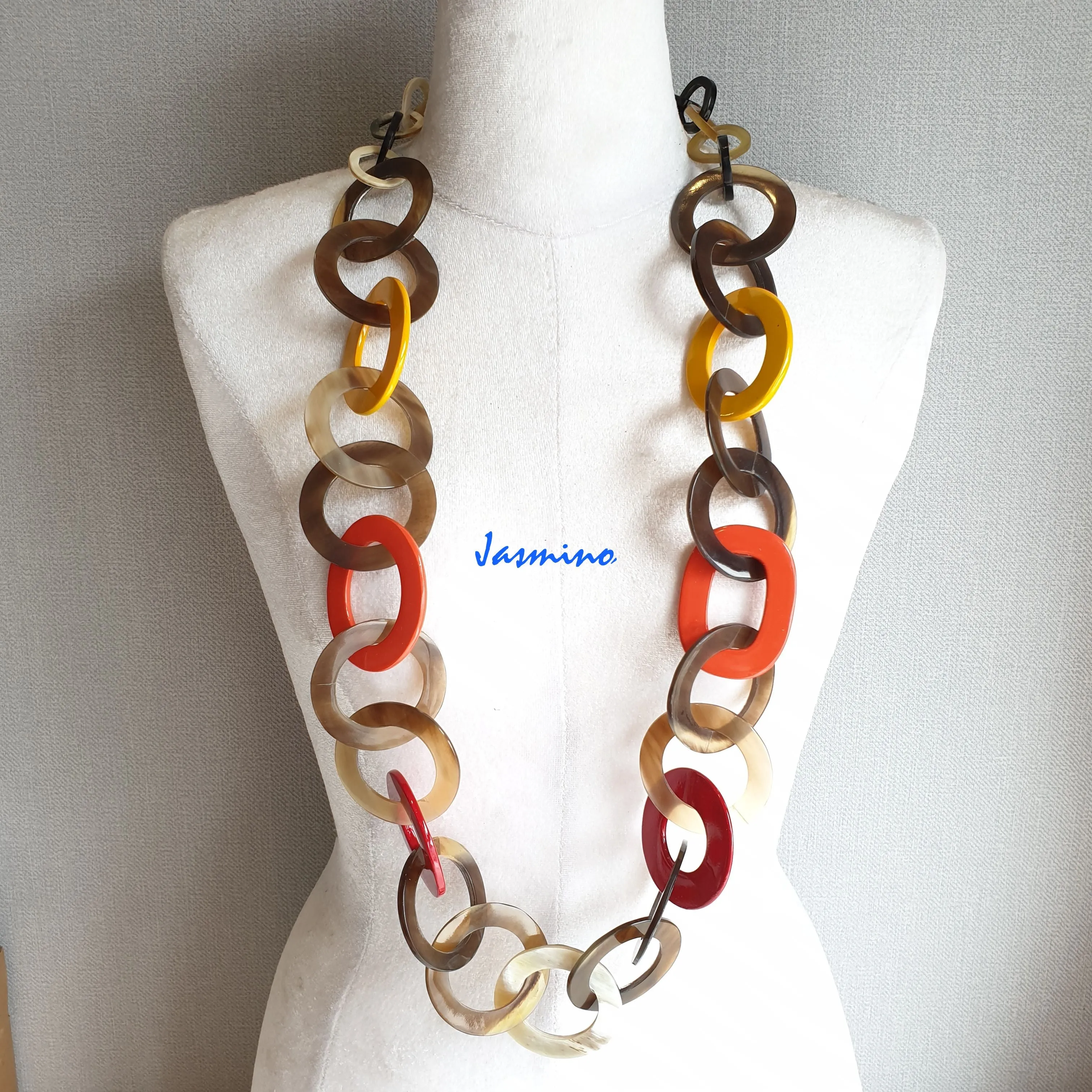 Elegant Trendy Necklace J17920, Made by Natural Buffalo Horn and Lacquer