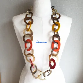 Elegant Trendy Necklace J17920, Made by Natural Buffalo Horn and Lacquer
