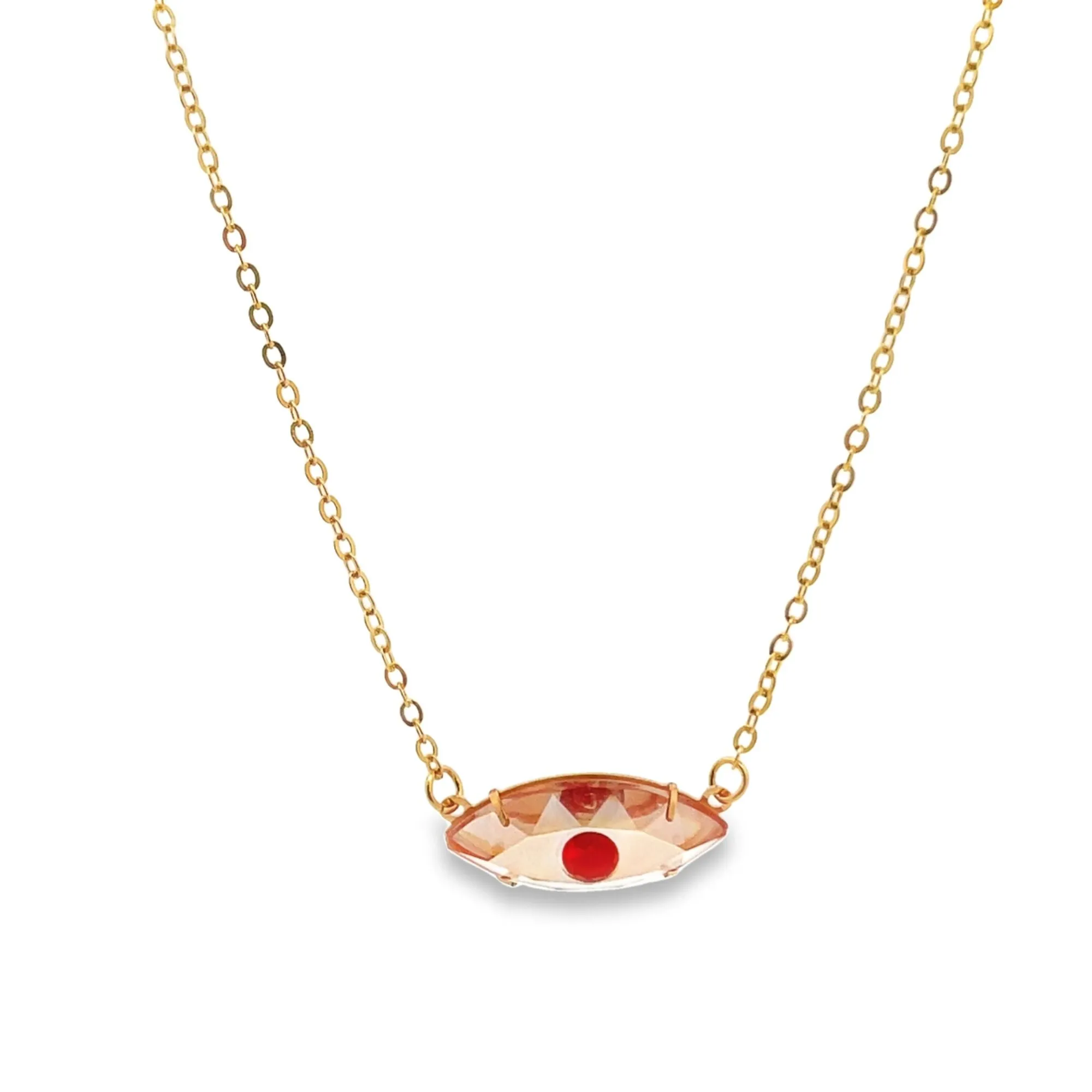 Evil Eye Pendant Necklace With Color CZ Stone Pupils (G92)