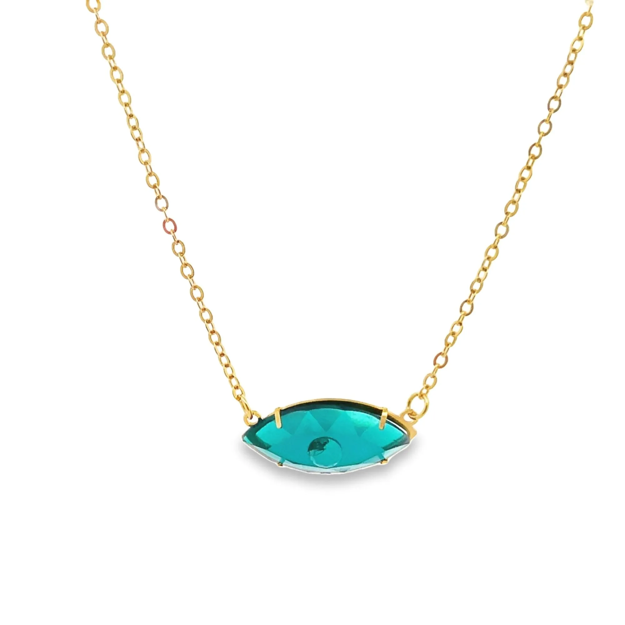 Evil Eye Pendant Necklace With Color CZ Stone Pupils (G92)