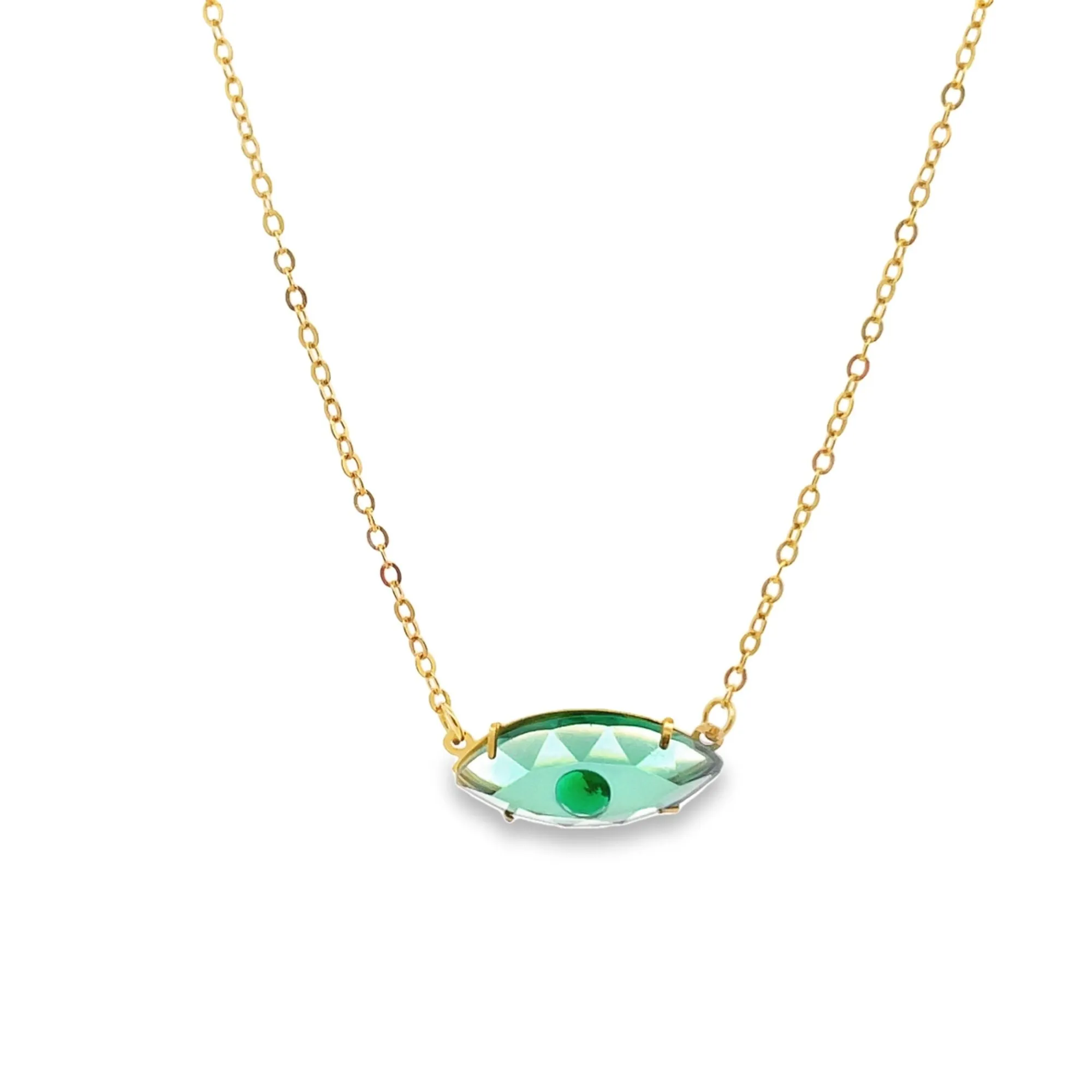 Evil Eye Pendant Necklace With Color CZ Stone Pupils (G92)