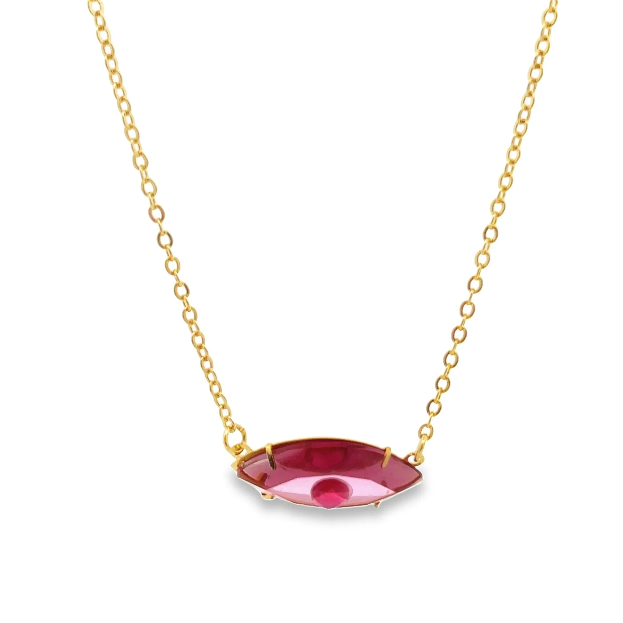 Evil Eye Pendant Necklace With Color CZ Stone Pupils (G92)