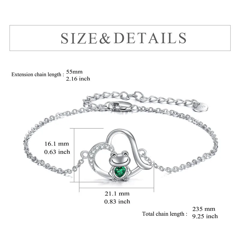 Frog  Anklet Women's Sterling Silver Animal Bracelet Jewellery Women's Gift for Mom Birthday Gift
