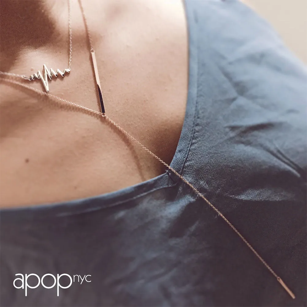 Gold-Dipped Bar Pendant Y Lariat Necklace 18 inch