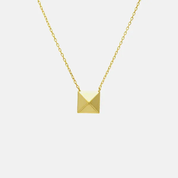 Gold-Dipped Single Pyramid Stud Necklace 17 inch