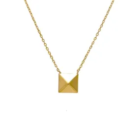 Gold-Dipped Single Pyramid Stud Necklace 17 inch