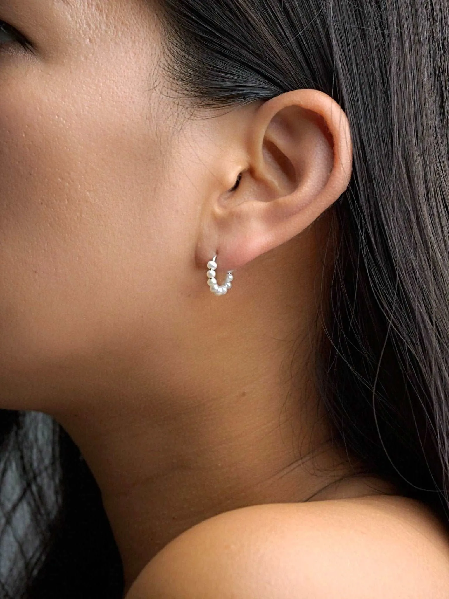 Justine Pearl Hoop Earrings