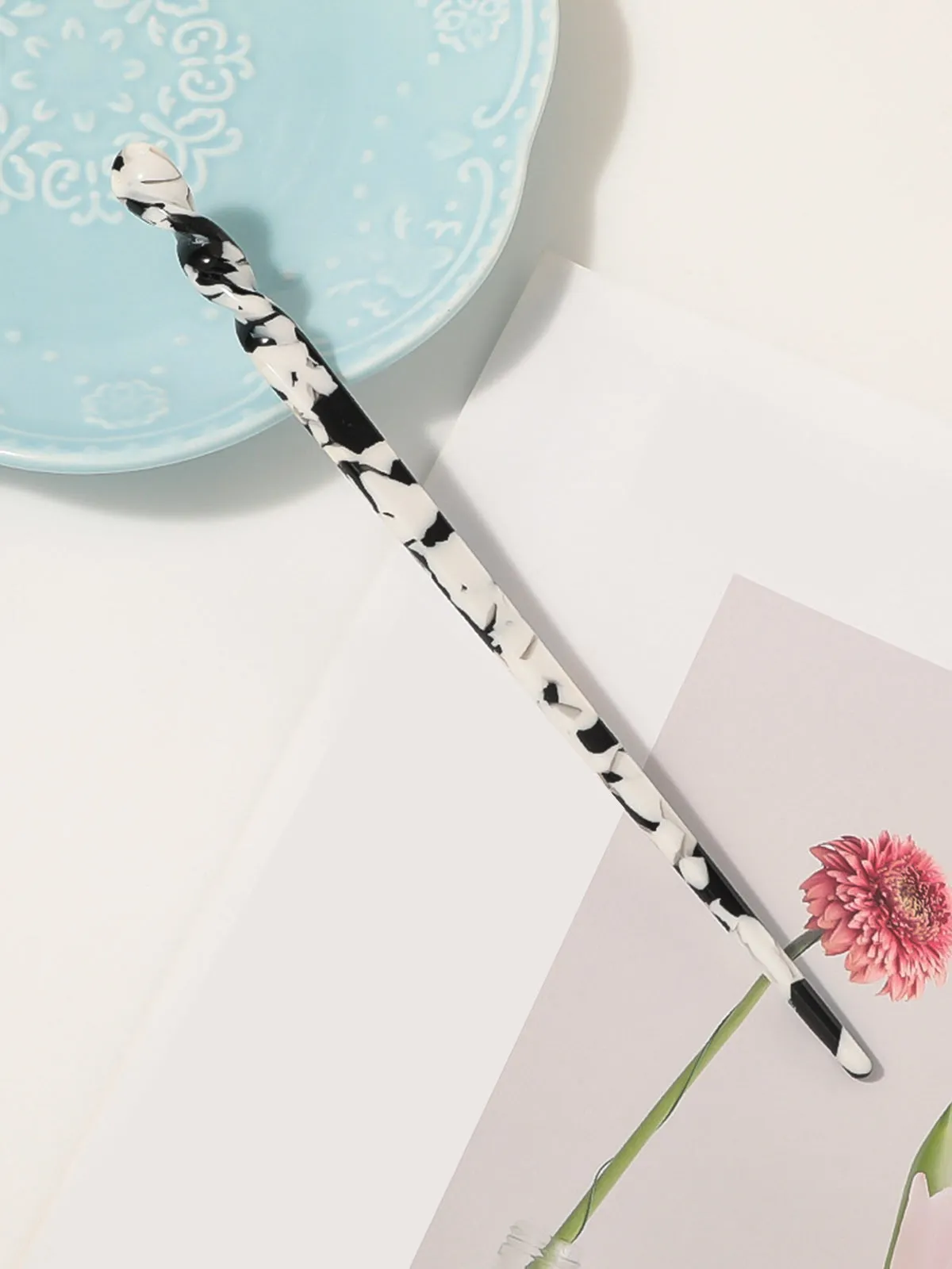Leopard Marble Acetate Plate Hairpin