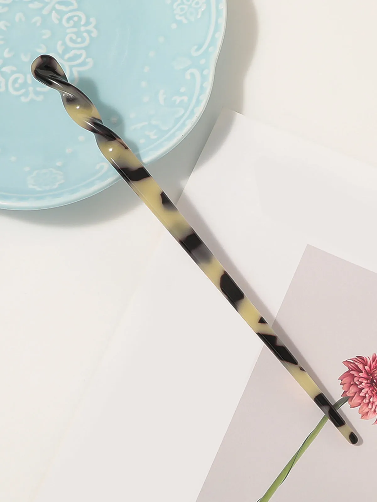 Leopard Marble Acetate Plate Hairpin