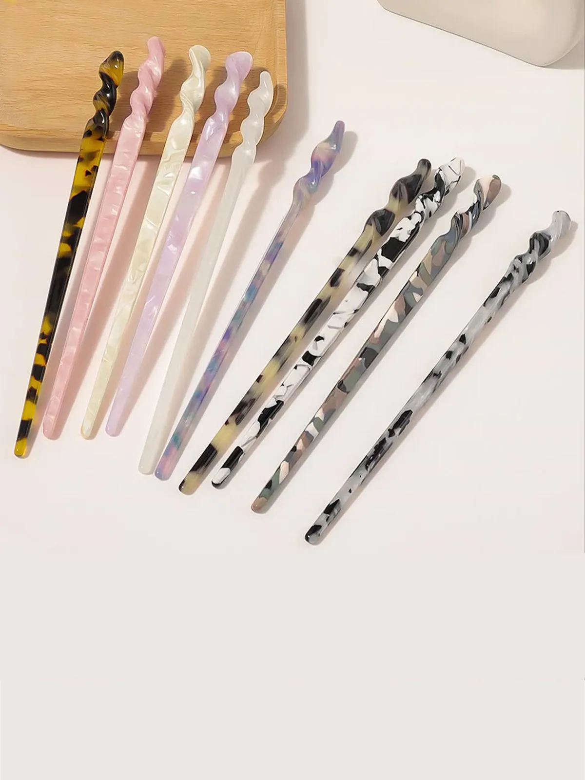 Leopard Marble Acetate Plate Hairpin
