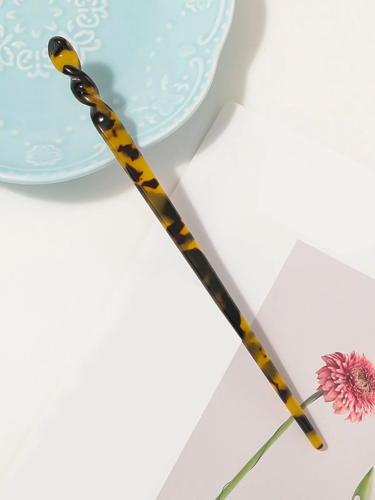 Leopard Marble Acetate Plate Hairpin
