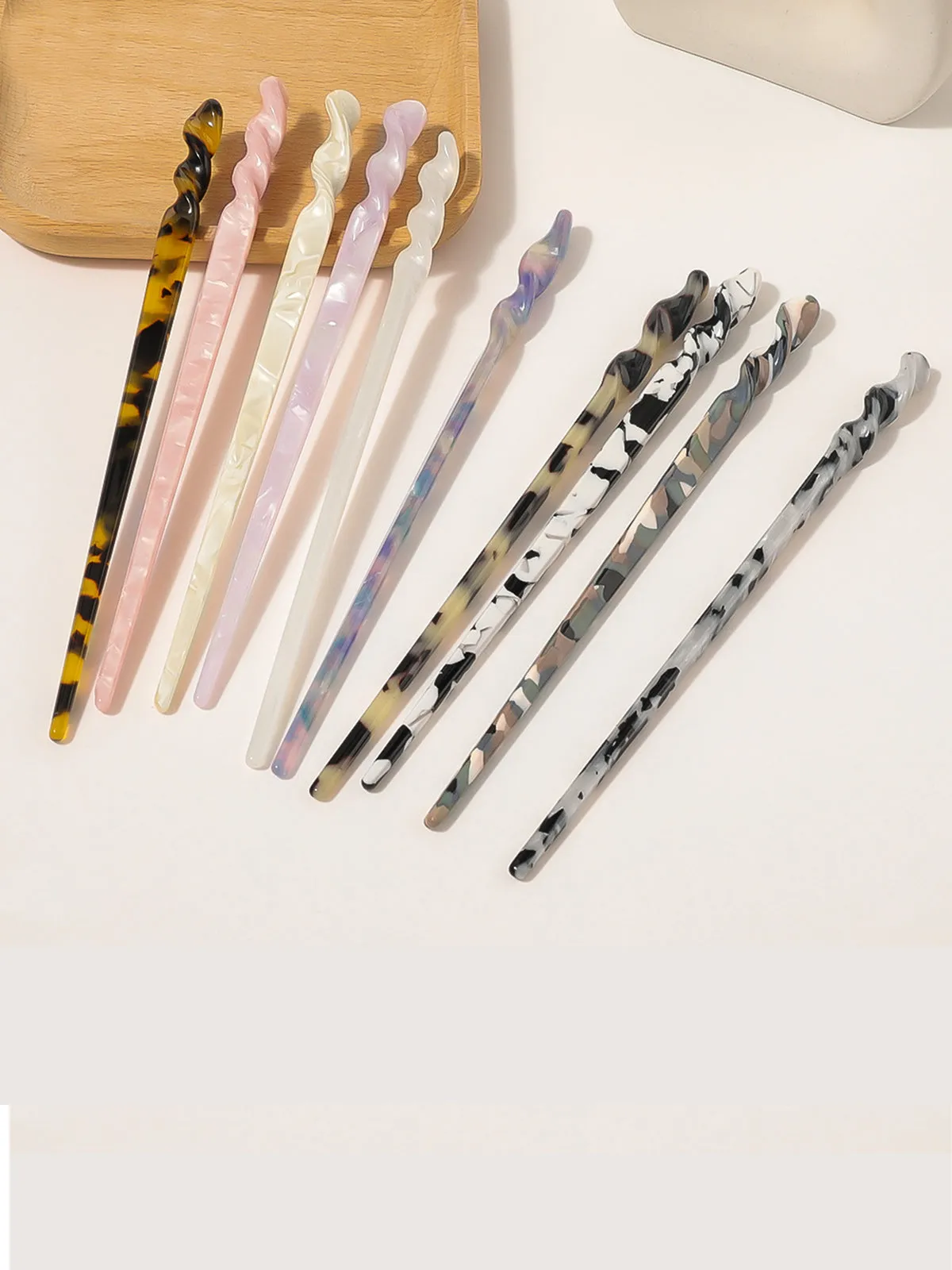 Leopard Marble Acetate Plate Hairpin