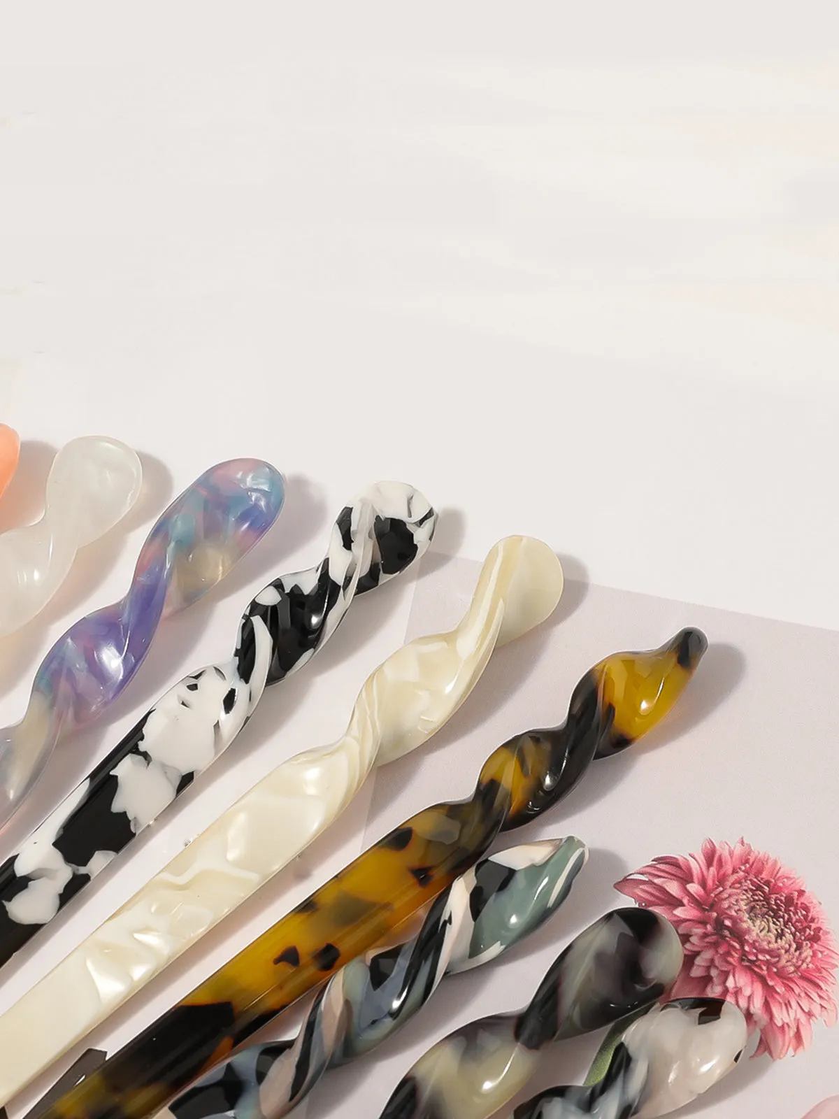 Leopard Marble Acetate Plate Hairpin