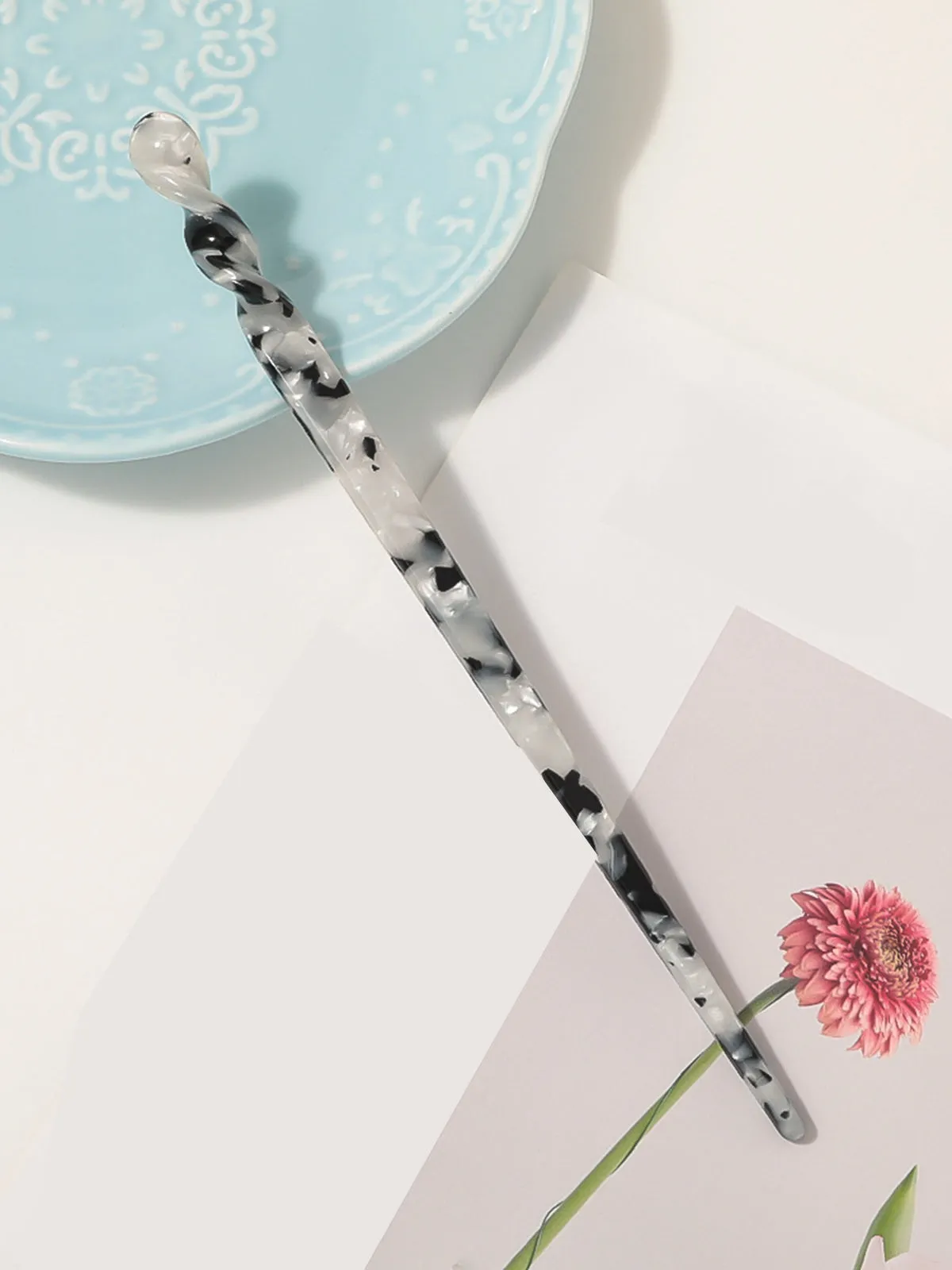 Leopard Marble Acetate Plate Hairpin
