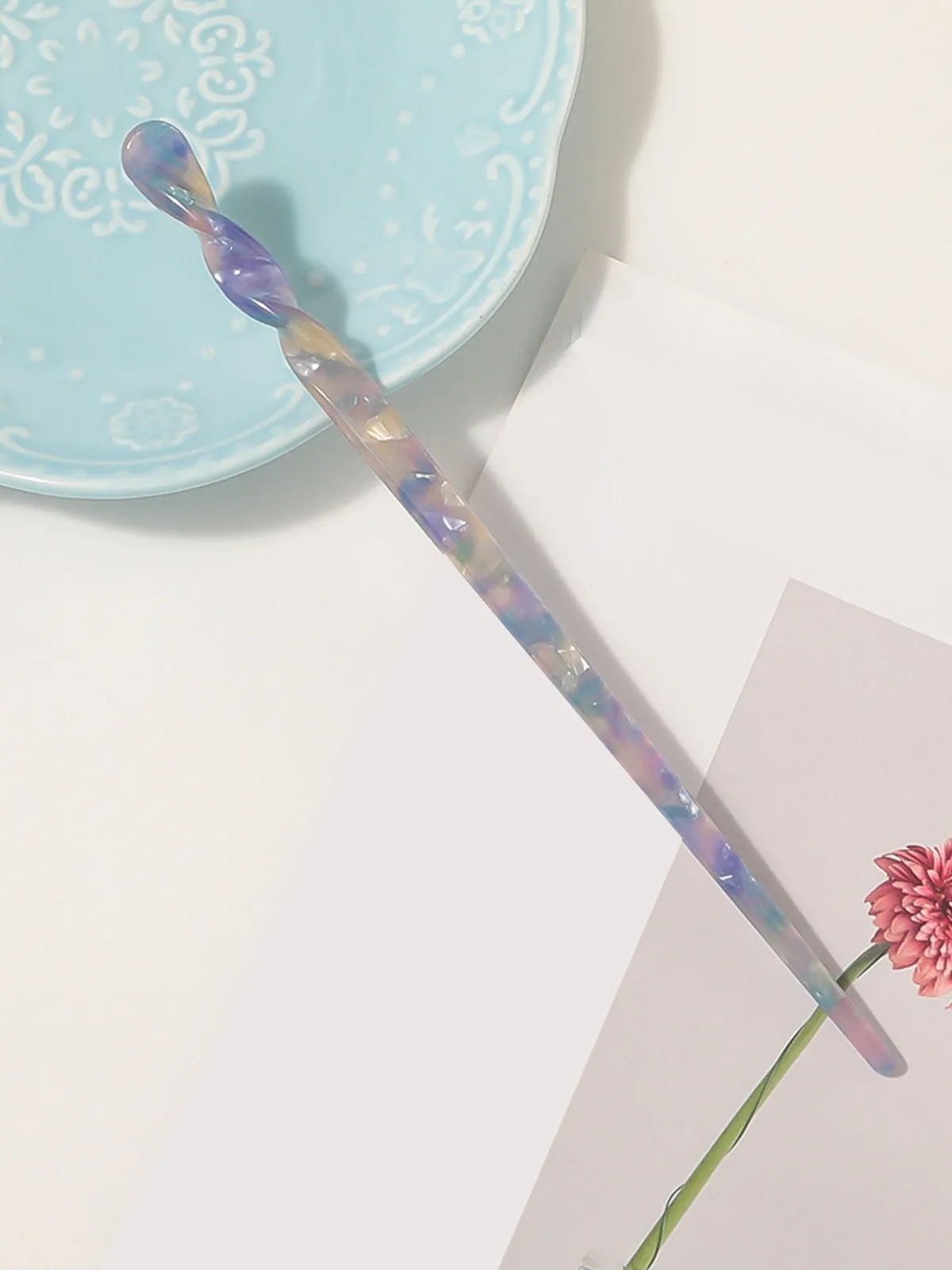 Leopard Marble Acetate Plate Hairpin