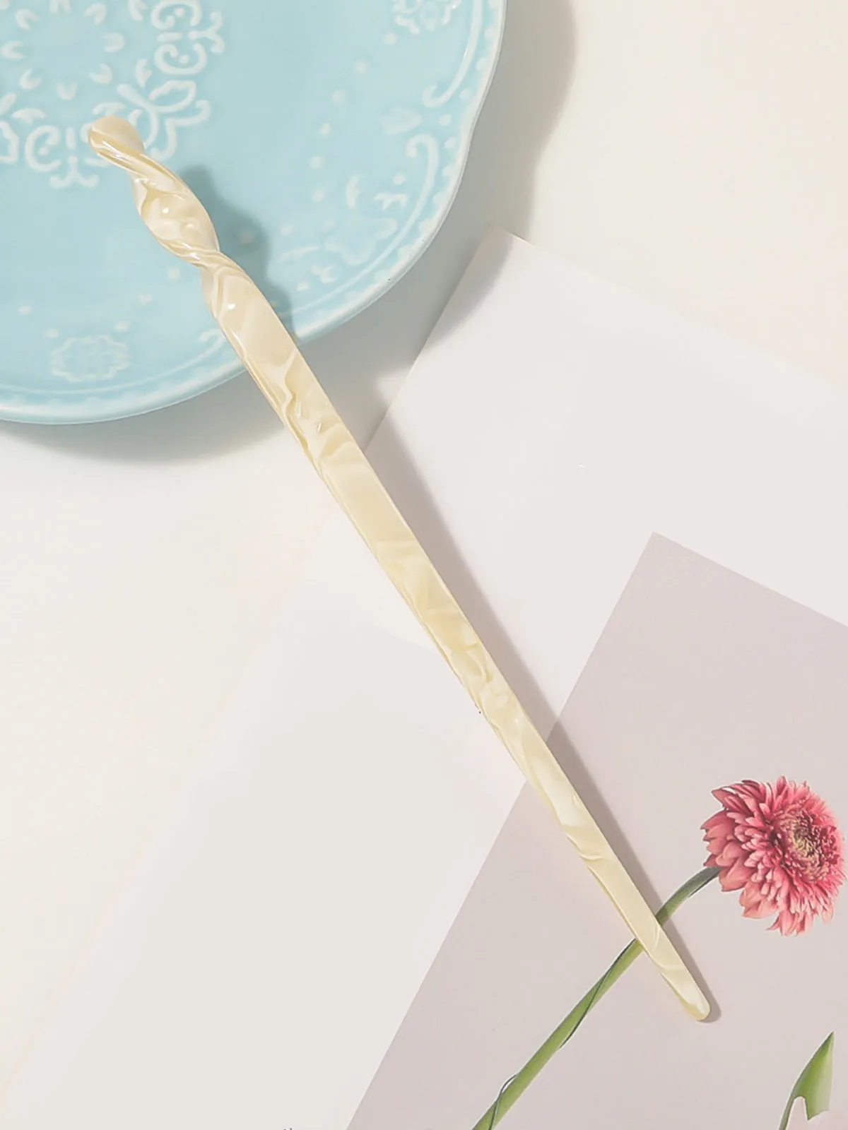 Leopard Marble Acetate Plate Hairpin