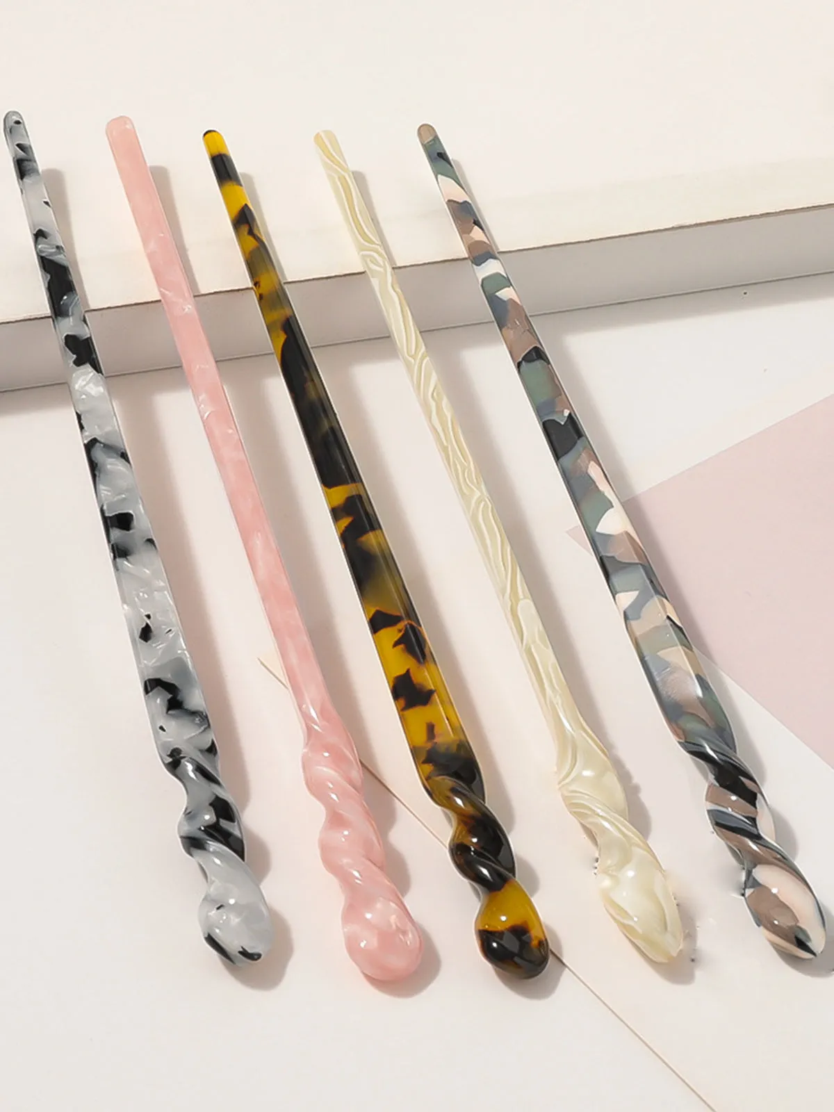 Leopard Marble Acetate Plate Hairpin