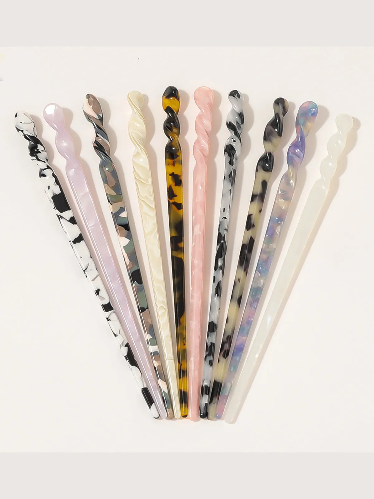 Leopard Marble Acetate Plate Hairpin