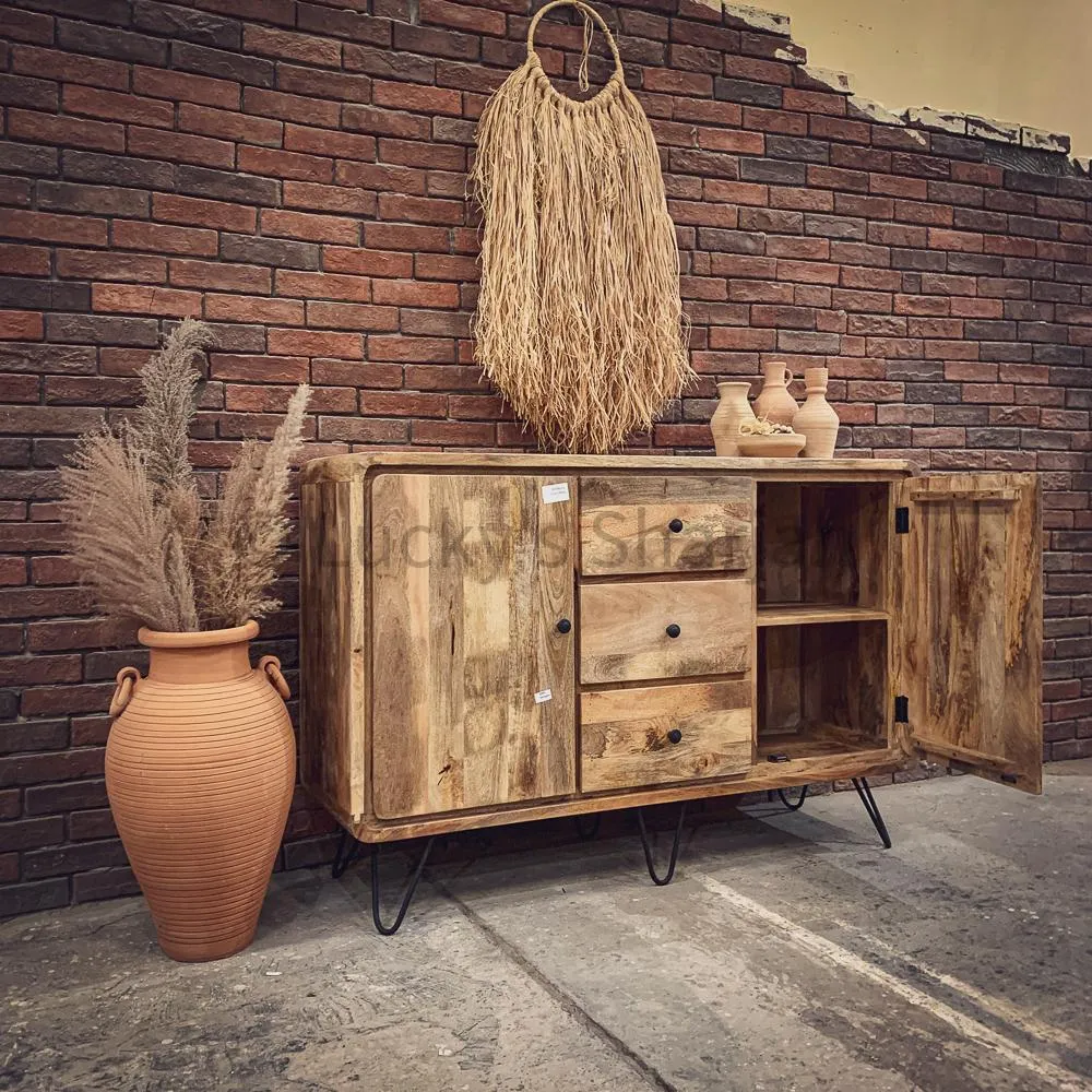 Mango Wood sideboard with hairpin design