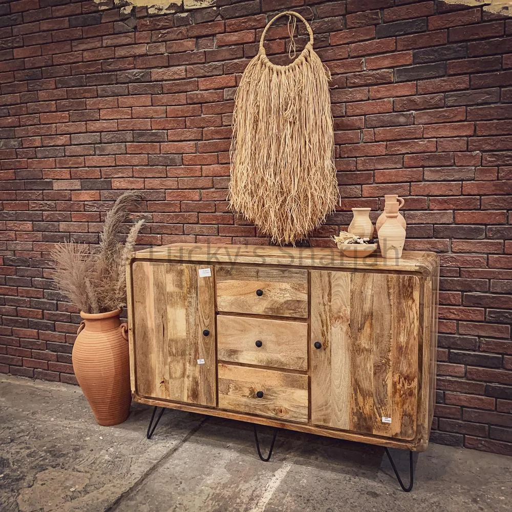 Mango Wood sideboard with hairpin design
