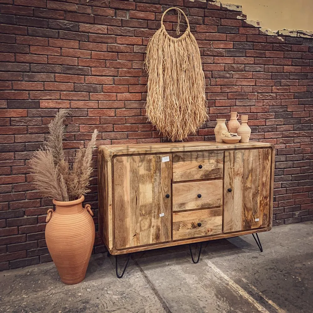 Mango Wood sideboard with hairpin design