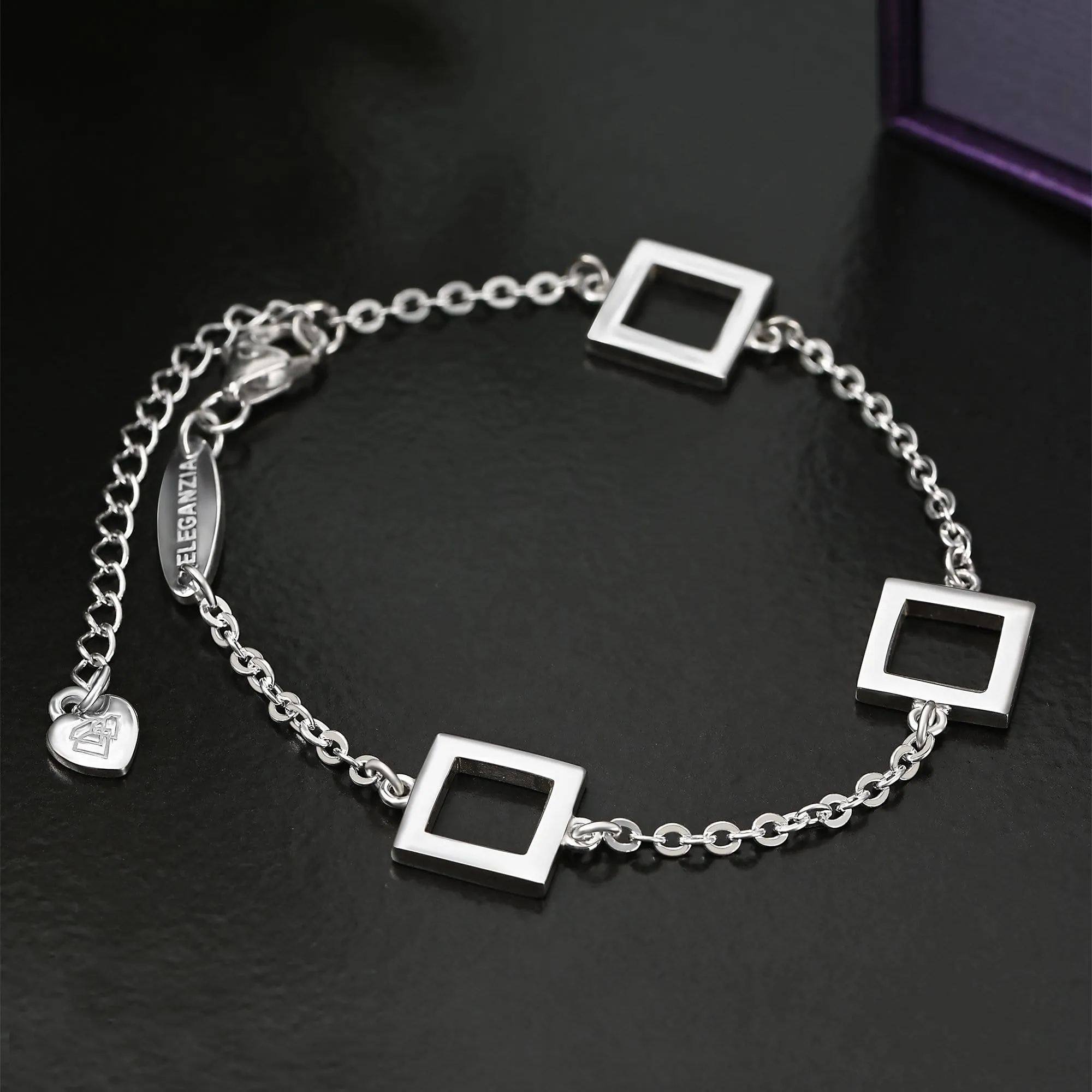 Open Square Sterling Silver Bracelets Charms