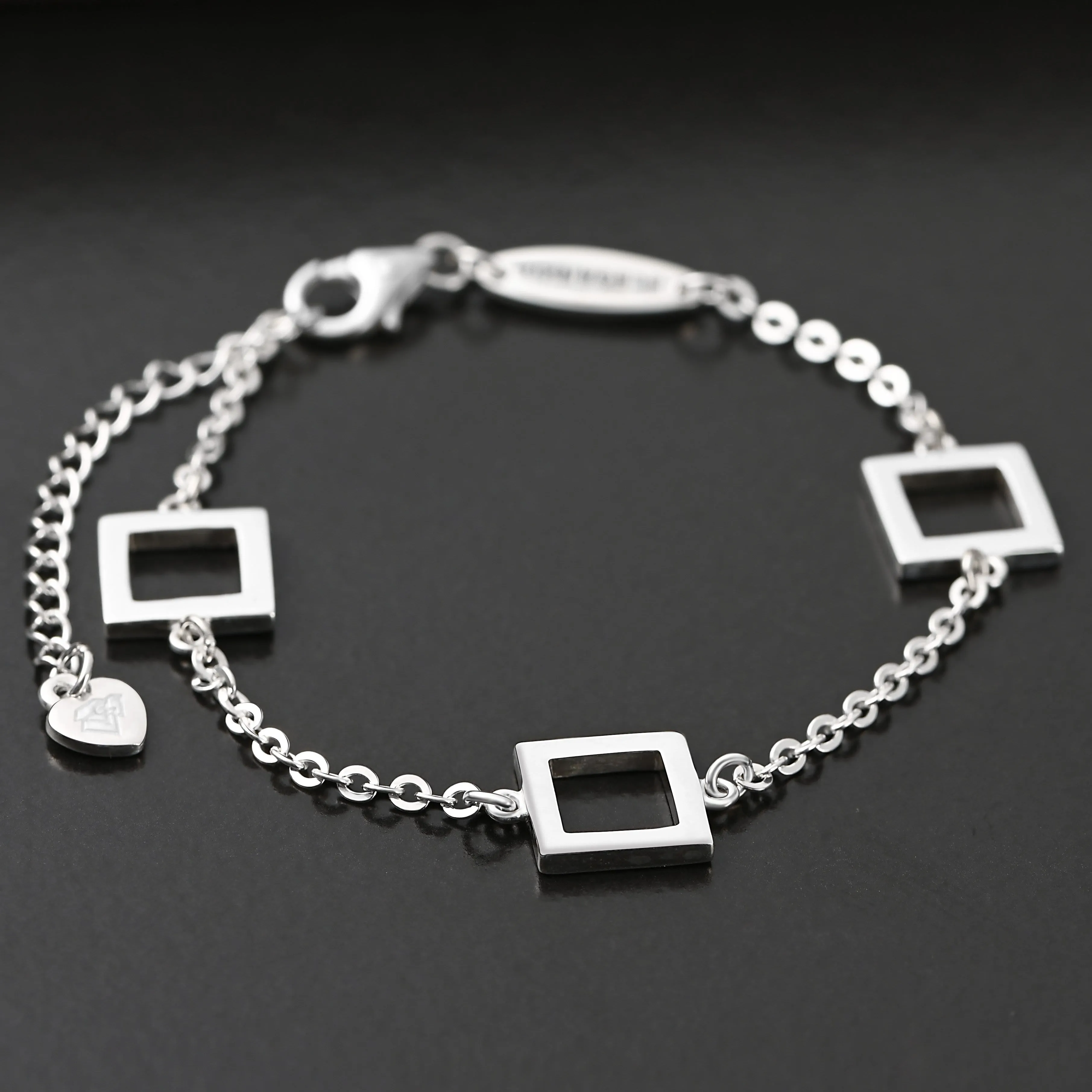 Open Square Sterling Silver Bracelets Charms
