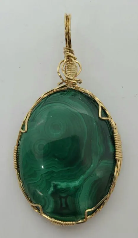 Pendant, Malachite Wire-Wrapped