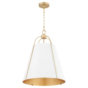 Quorum Ellen 861-3-0880 Pendant - Studio White / Aged Brass 18" Transitional