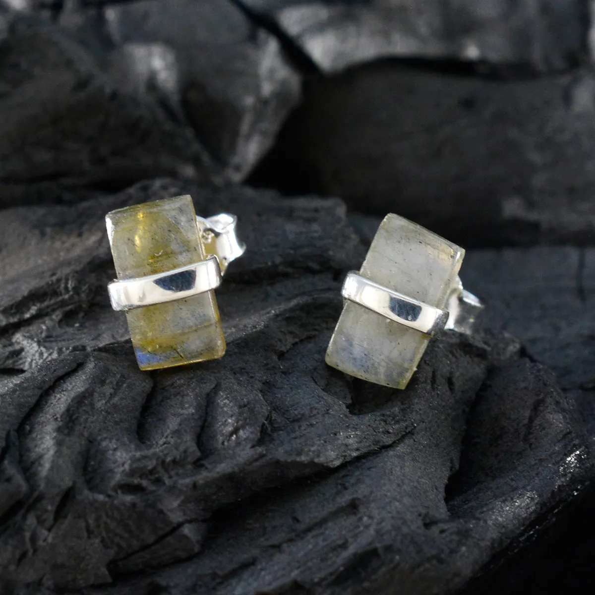 Riyo Bonny Sterling Silver Earring For Lady Labradorite Earring Bezel Setting Multi Earring Stud Earring