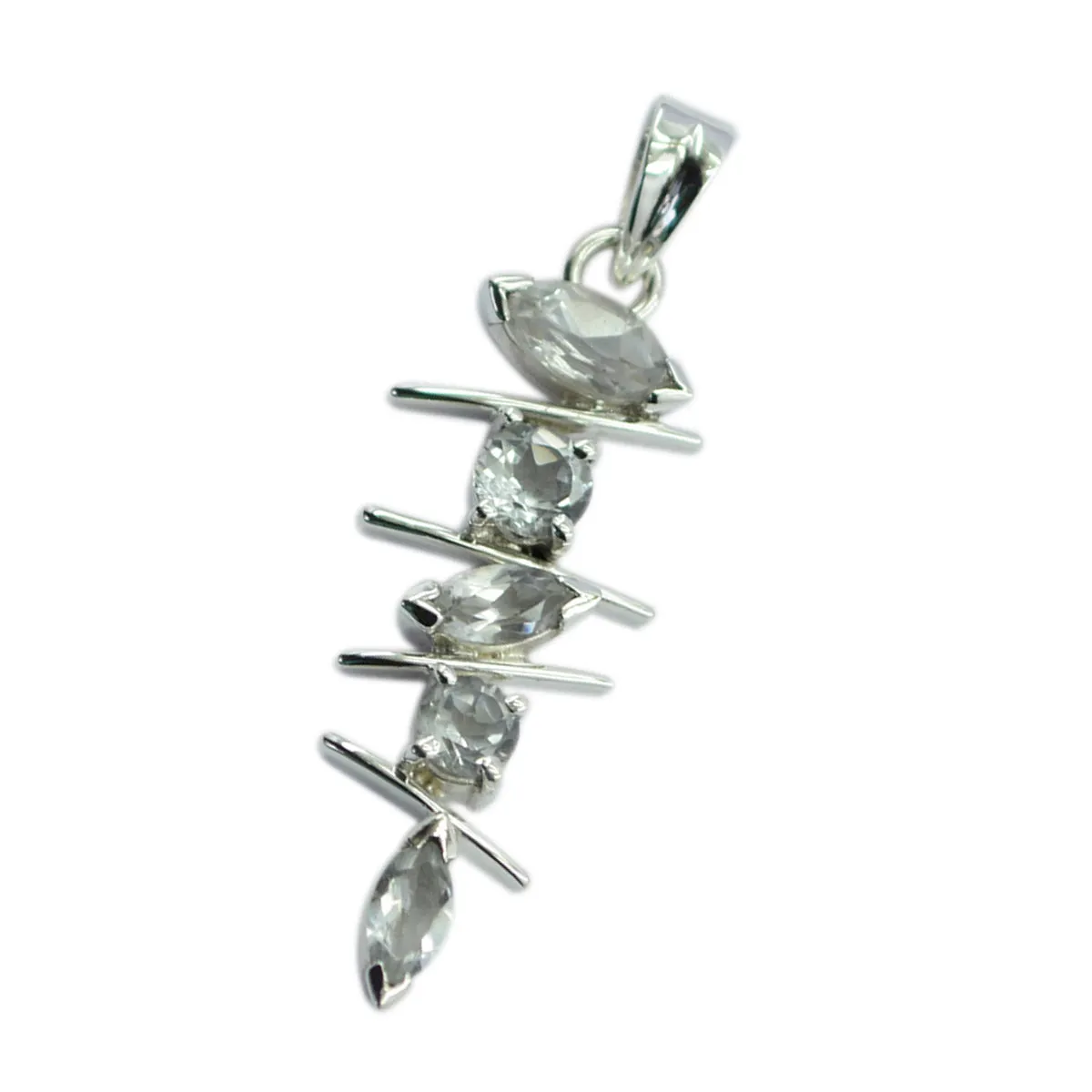 Riyo Charming Gemstone Multi Faceted White White Cz 1057 Sterling Silver Pendant Gift For Birthday