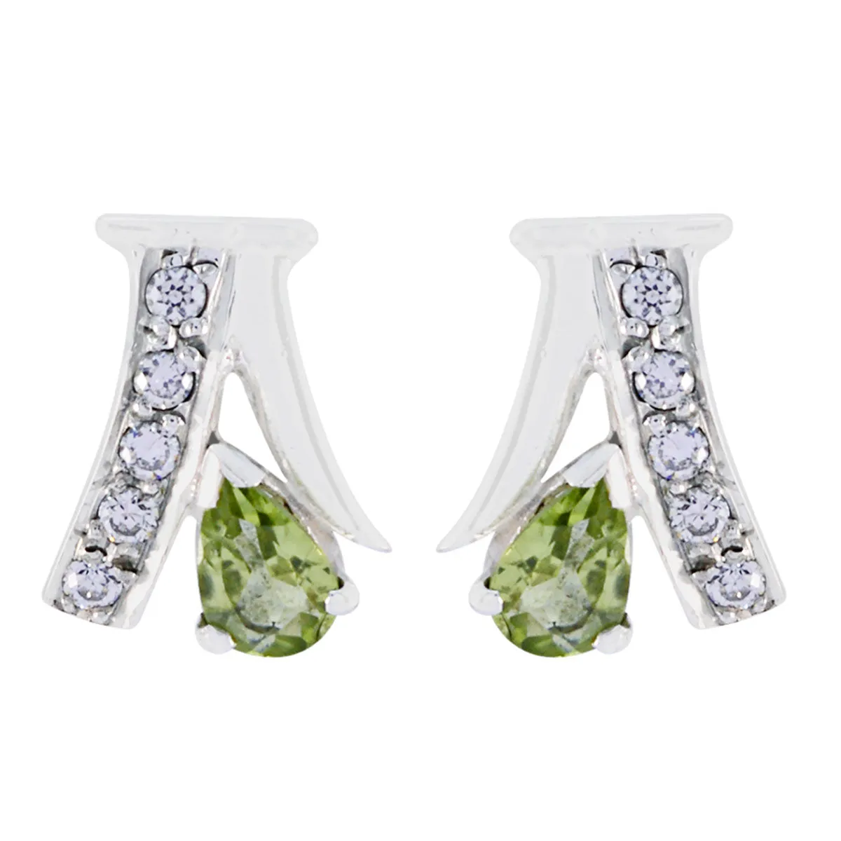 Riyo Genuine Gems multi shape Faceted Green Peridot Silver Earrings labour day gift